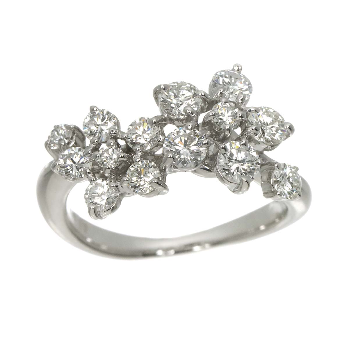 Diamond 0.83ct Ring 18K White Gold 750 Size4(US)