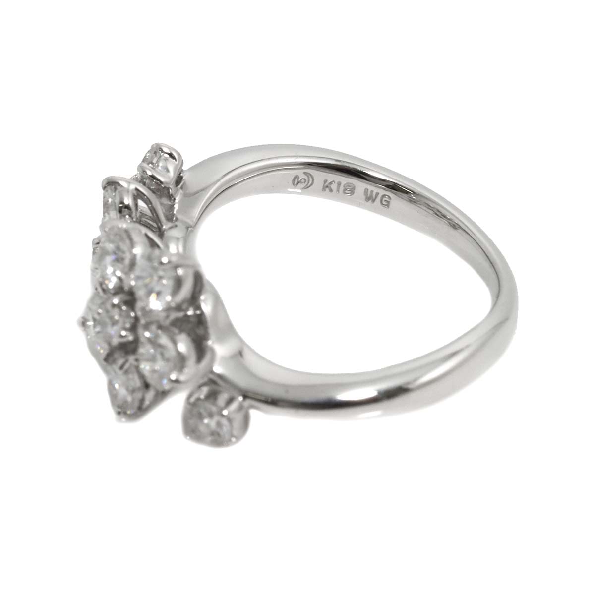 Diamond 0.83ct Ring 18K White Gold 750 Size4(US)