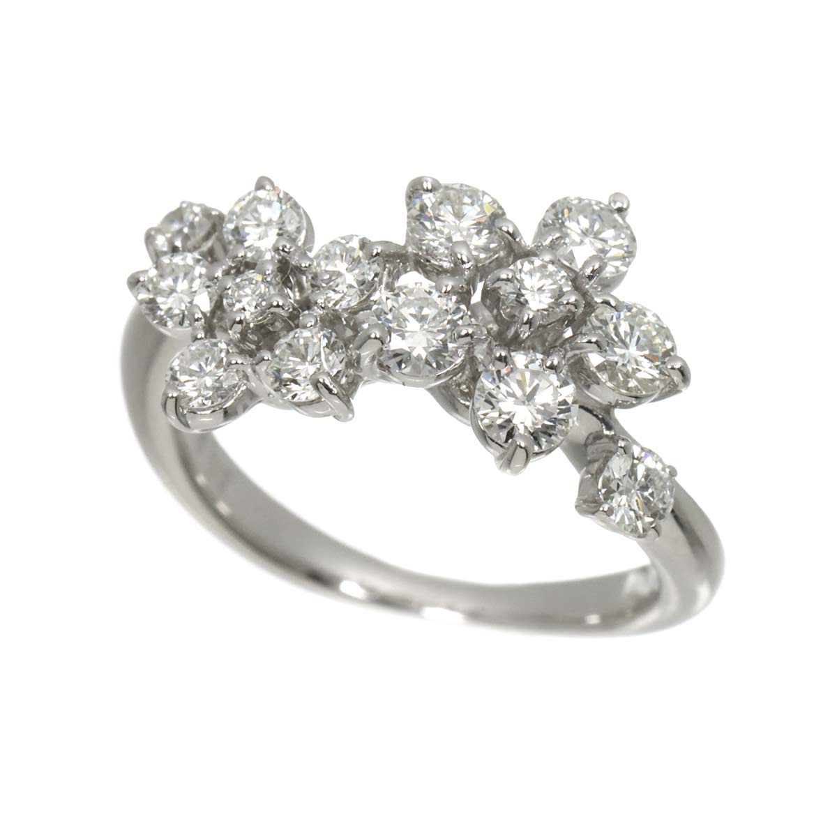 Diamond 0.83ct Ring 18K White Gold 750 Size4(US)