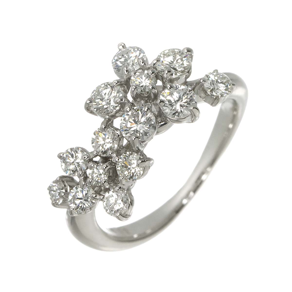 Diamond 0.83ct Ring 18K White Gold 750 Size4(US)