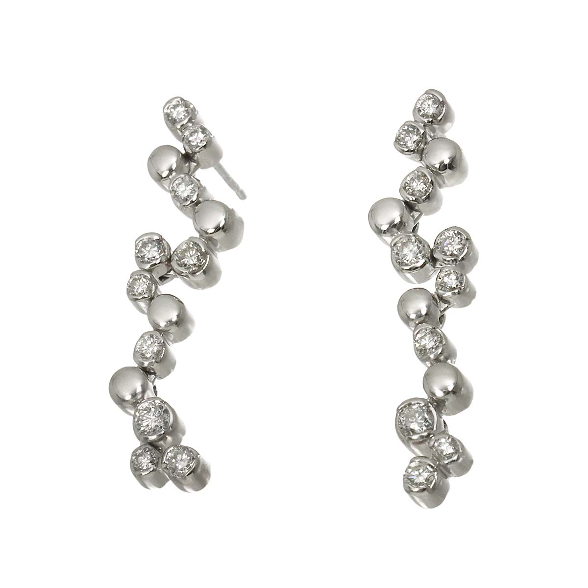 Diamond 0.30ct/0.30ct Earrings Pierced 18K K18 WG 750