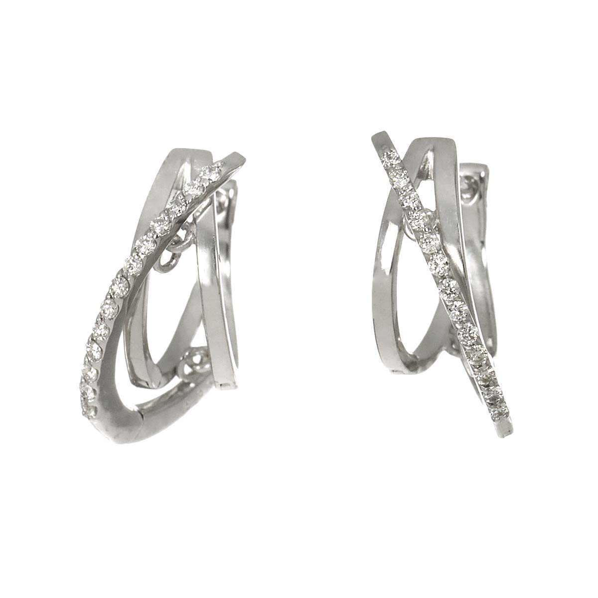 Diamond 0.06ct/0.06ct Earrings Pierced 18K K18 WG 750