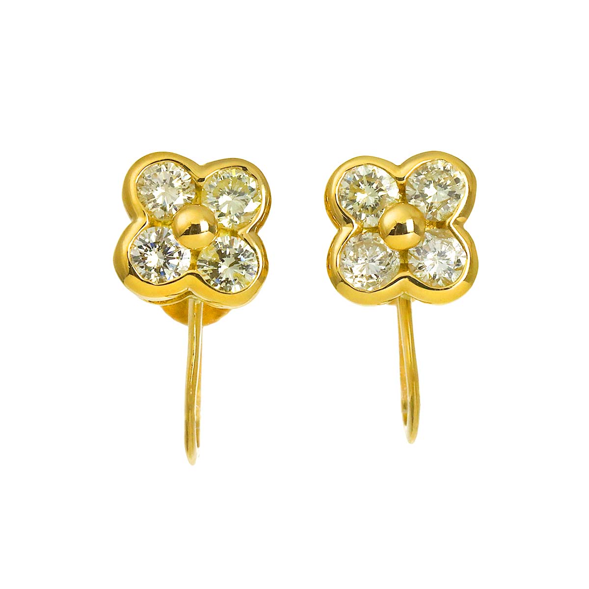 Diamond 0.25ct/0.25ct Earrings 18K K18 YG 750