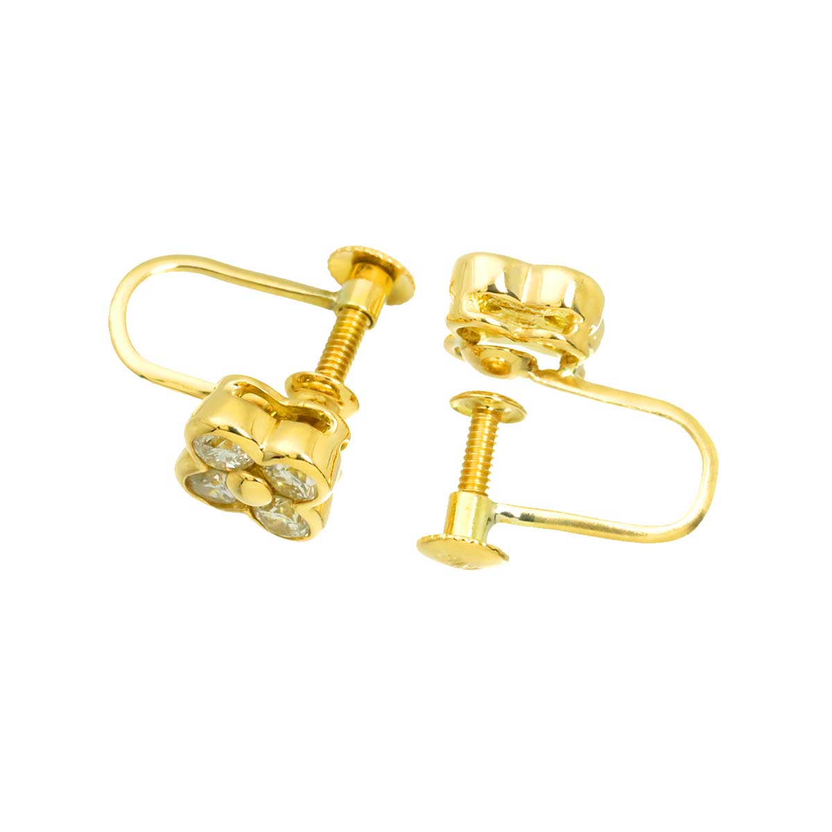 Diamond 0.25ct/0.25ct Earrings 18K K18 YG 750