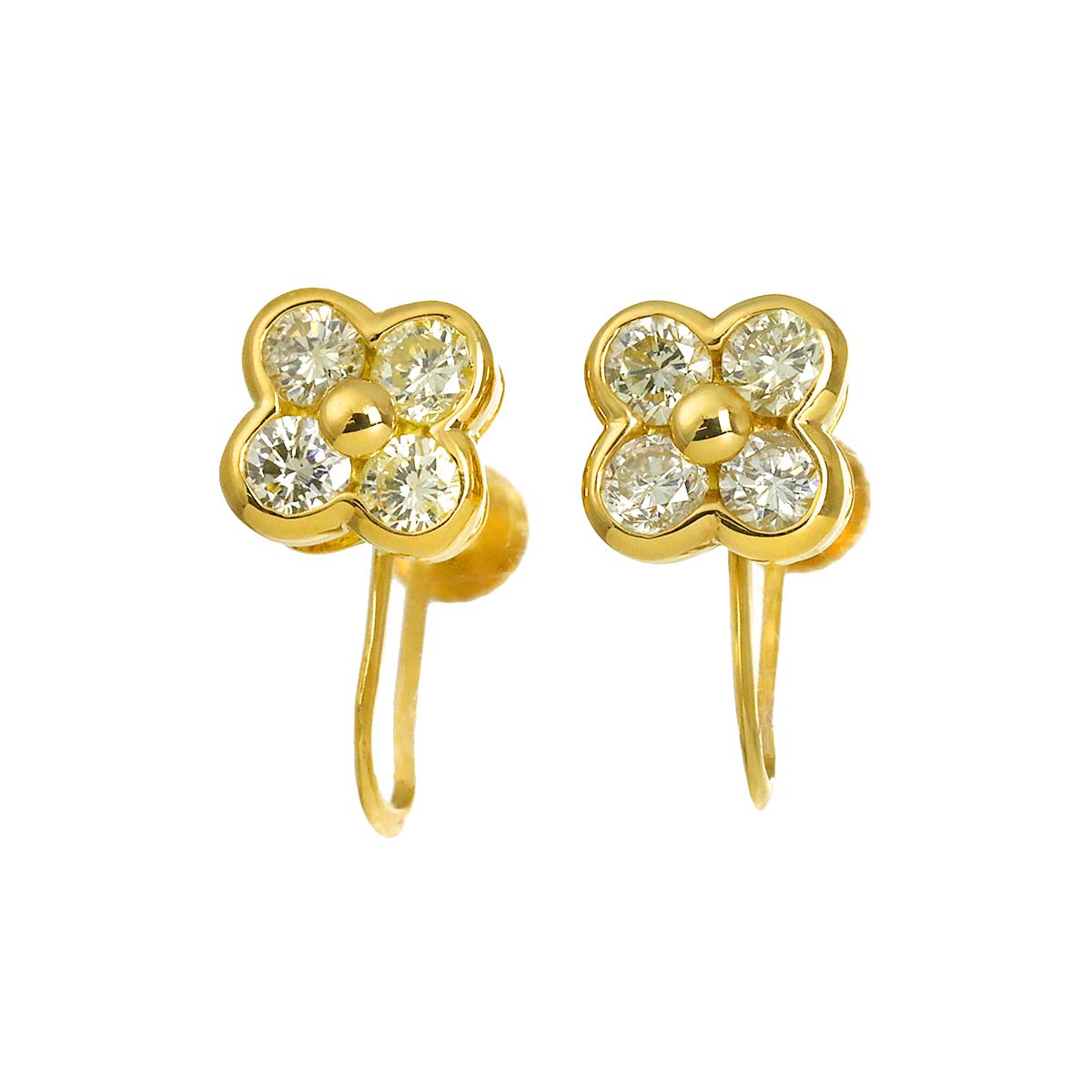 Diamond 0.25ct/0.25ct Earrings 18K K18 YG 750