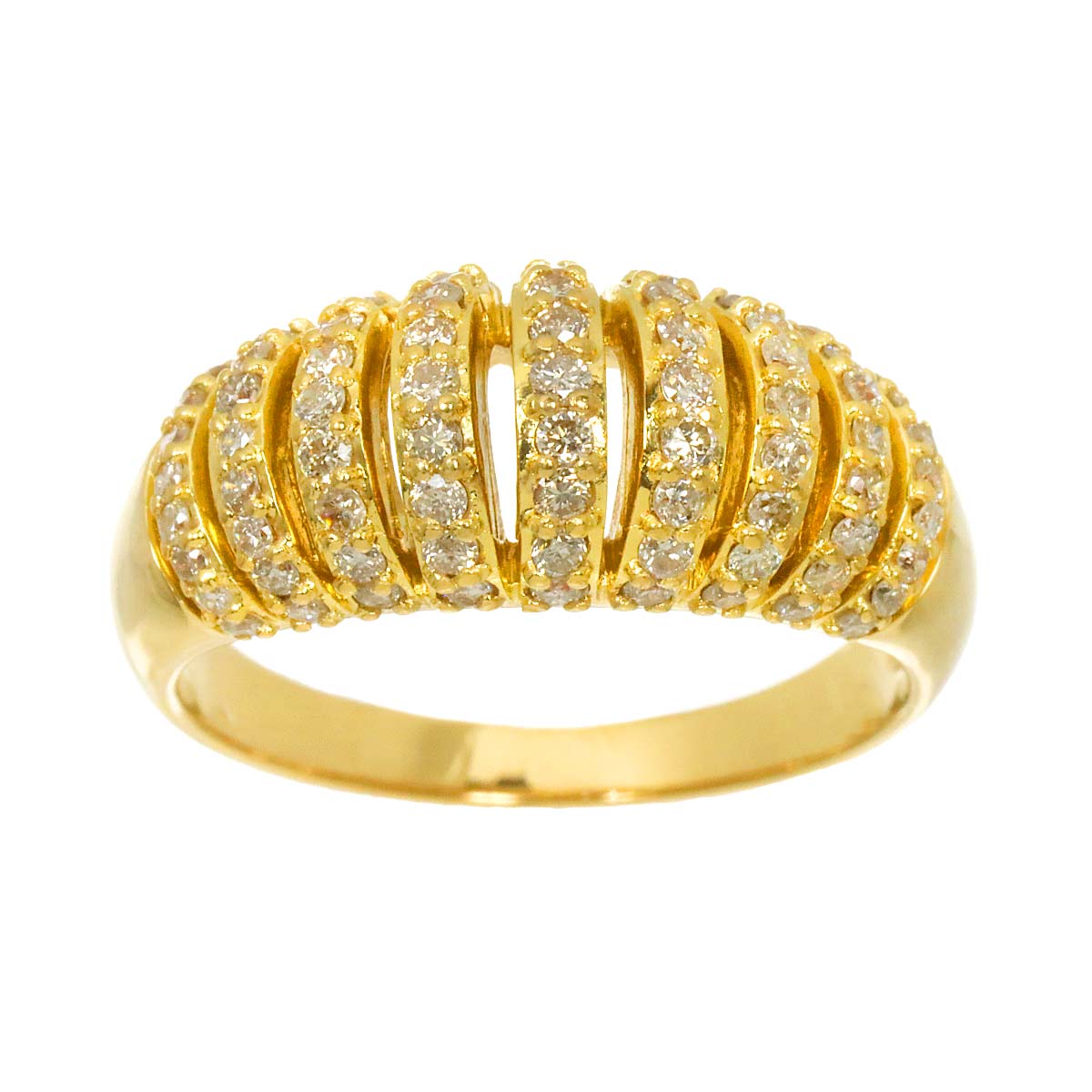 Diamond 0.76ct Ring 18K YG Yellow Gold 750 Size7.5(US)