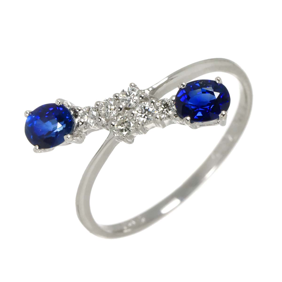 Sapphire 0.87ct Diamond 0.15ct Ring 18K WG 750 size6.25-6.5(US)