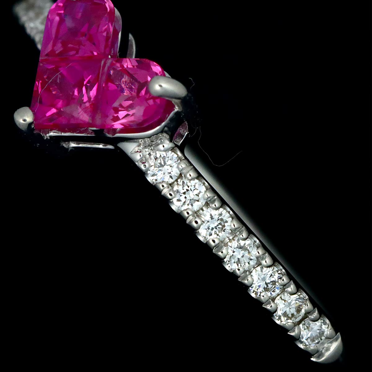 Ruby 0.25ct Diamond 0.06ct Ring 18K WG 750 Size4(US)