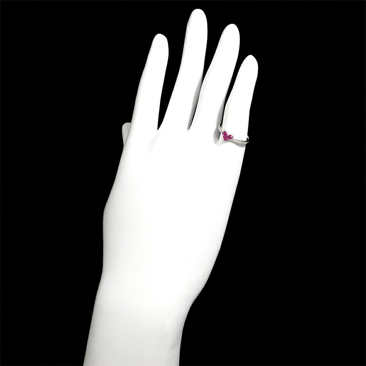 Ruby 0.25ct Diamond 0.06ct Ring 18K WG 750 Size4(US)