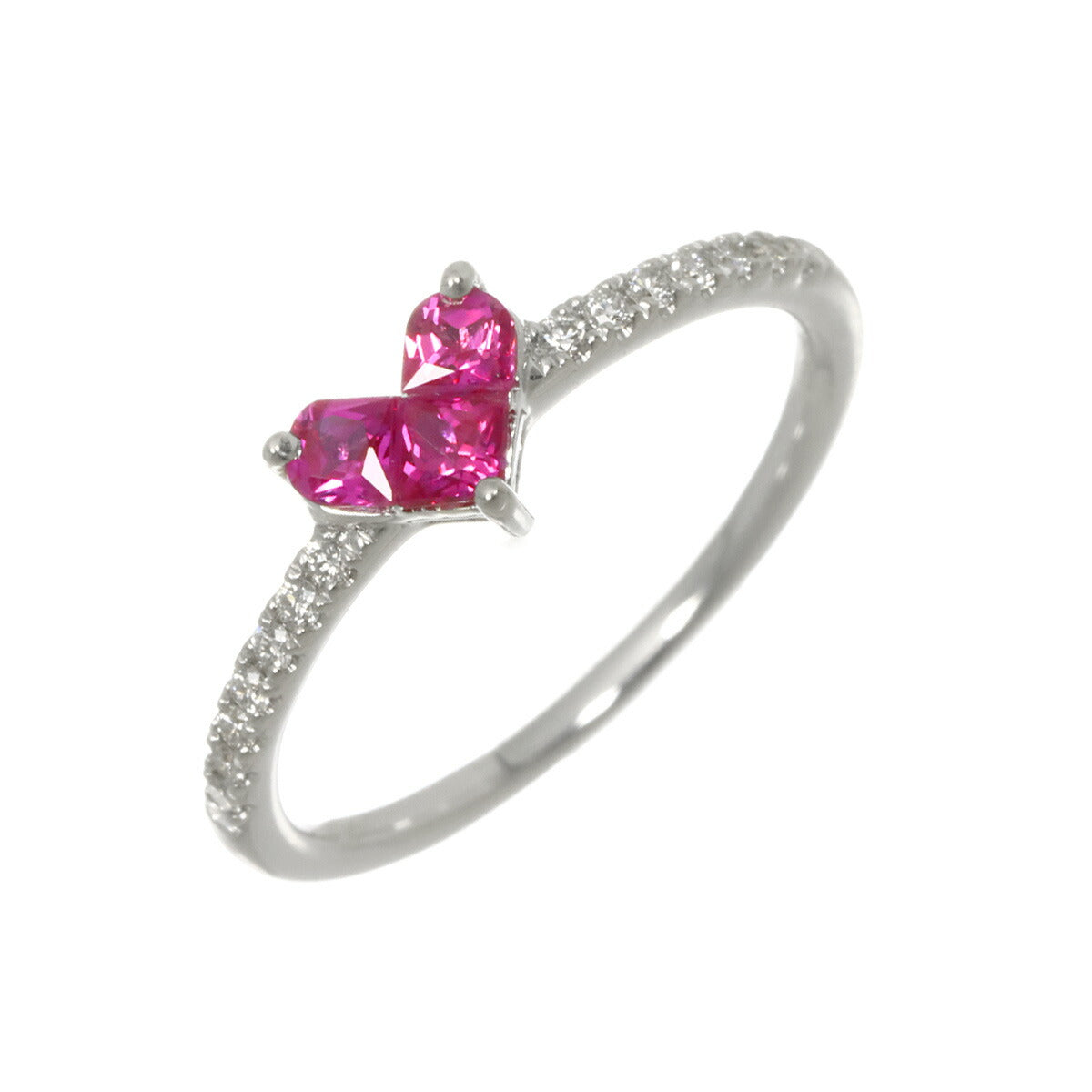 Ruby 0.25ct Diamond 0.06ct Ring 18K WG 750 Size4(US)