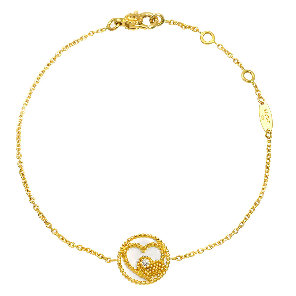 Rose des Vents MOP Diamond Heart Bracelet 18K YG 750