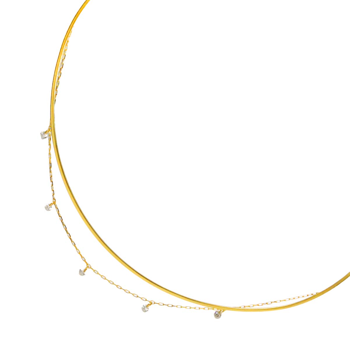 Bindu Chain Diamond 0.15ct Choker Necklace S 18K YG 750