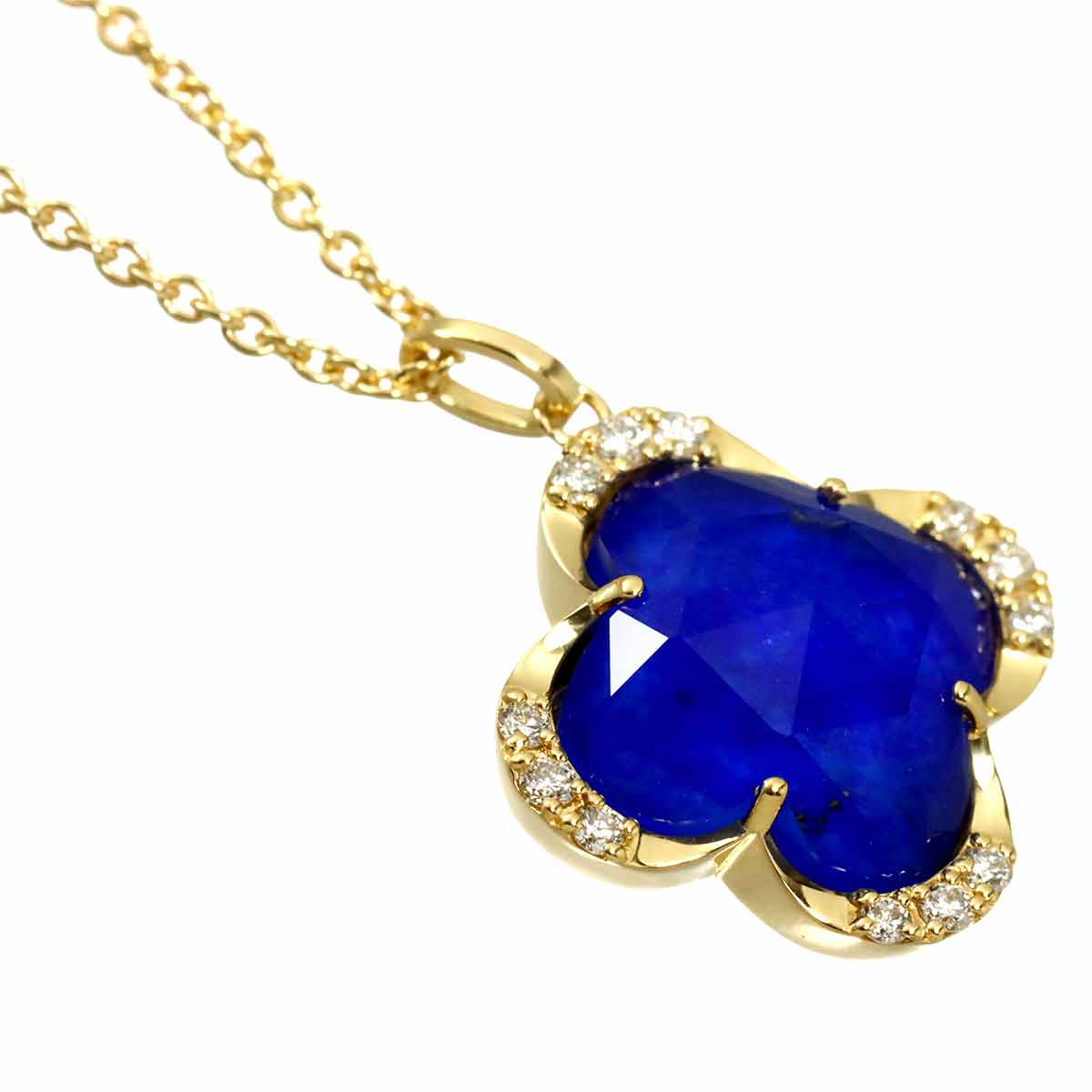 Lapis Lazuli BlueTopaz Diamond Necklace 18K YG 750