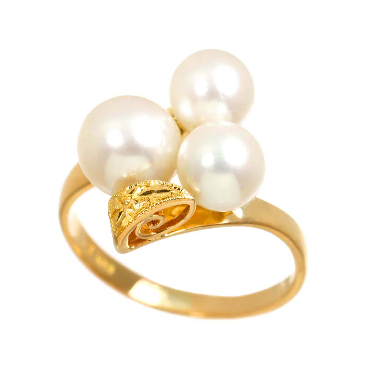 Aurora Akoya Pearl 6.7-5.6mm Ring 18K PG 750 Size4.5(US)
