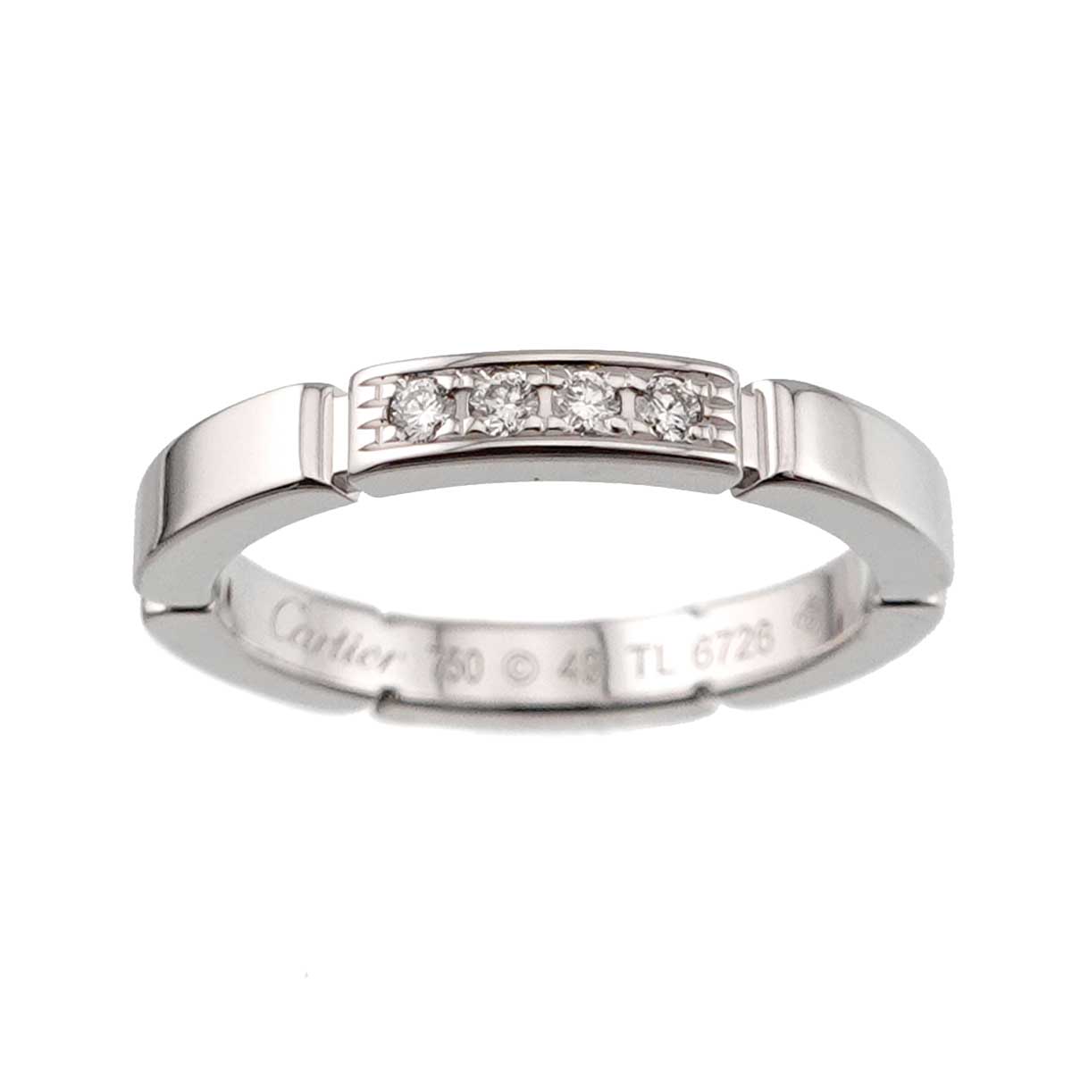Maillon Panthere Diamond Ring 18K WG 750 Size49 4.75-5(US)