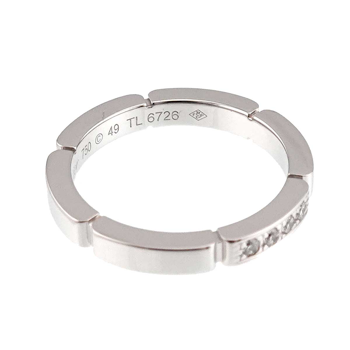 Maillon Panthere Diamond Ring 18K WG 750 Size49 4.75-5(US)