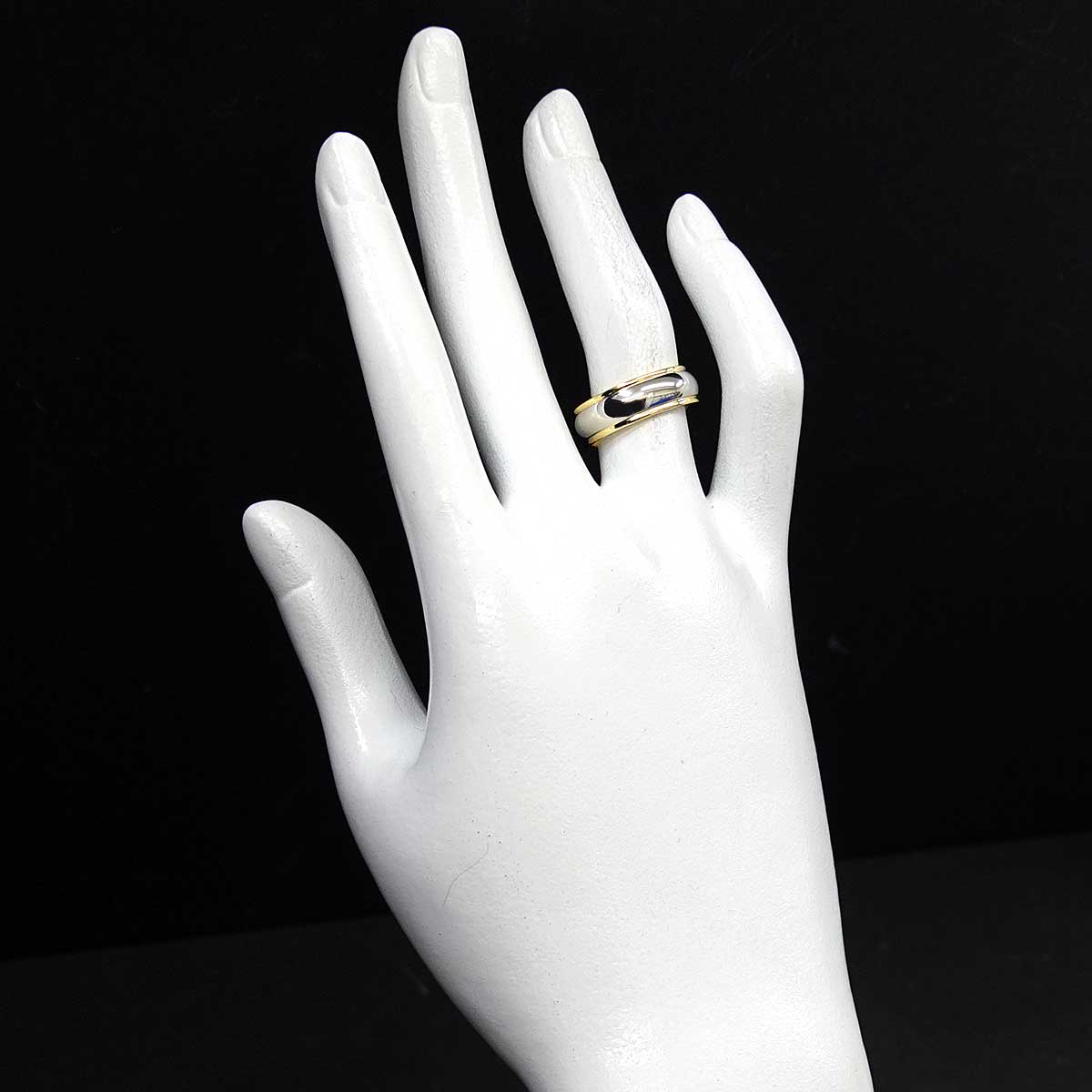 Band Ring 18K YG 750 Platinum Size5.5-5.75(US)