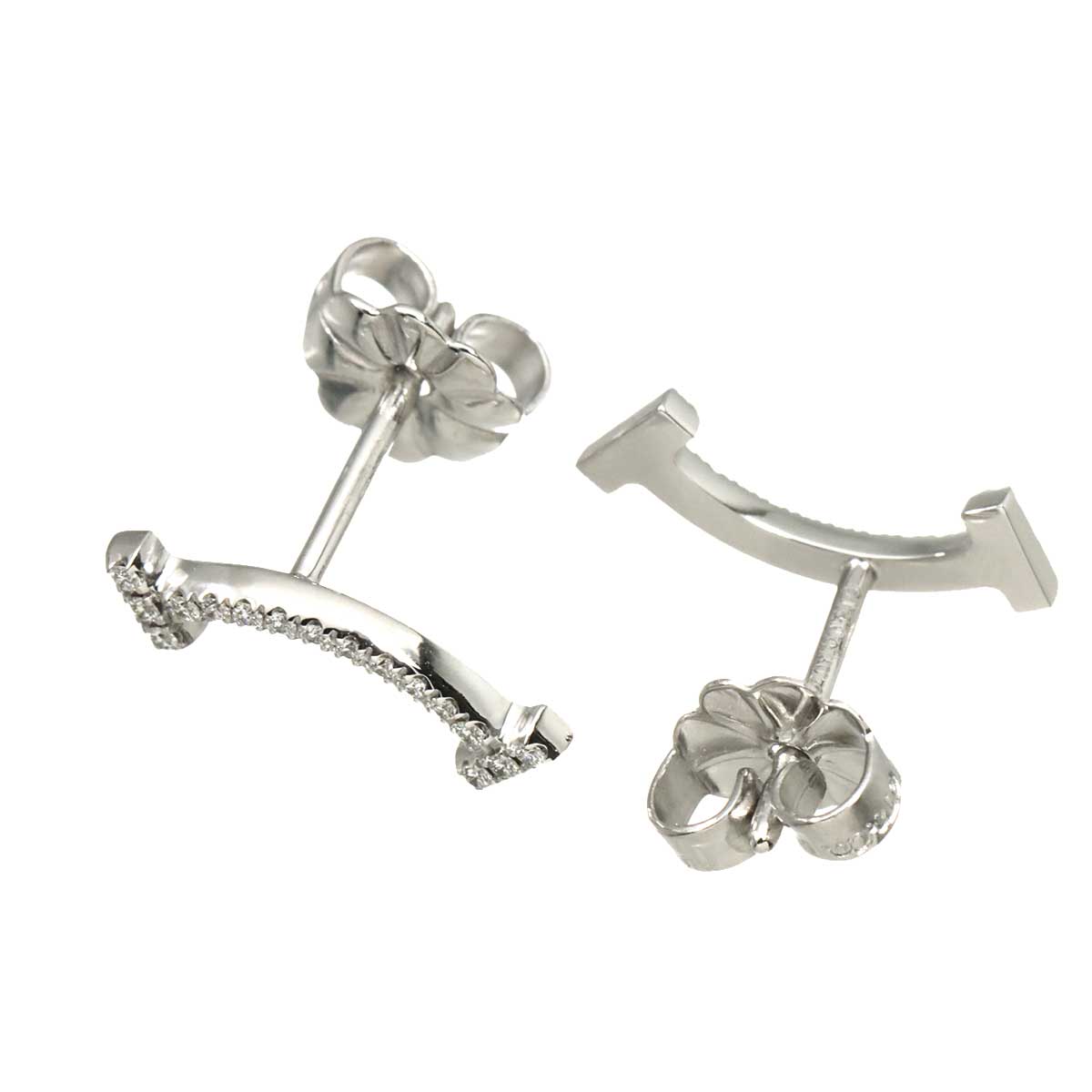 T Smile Mini Diamond Earrings Pierced 18K WG 750