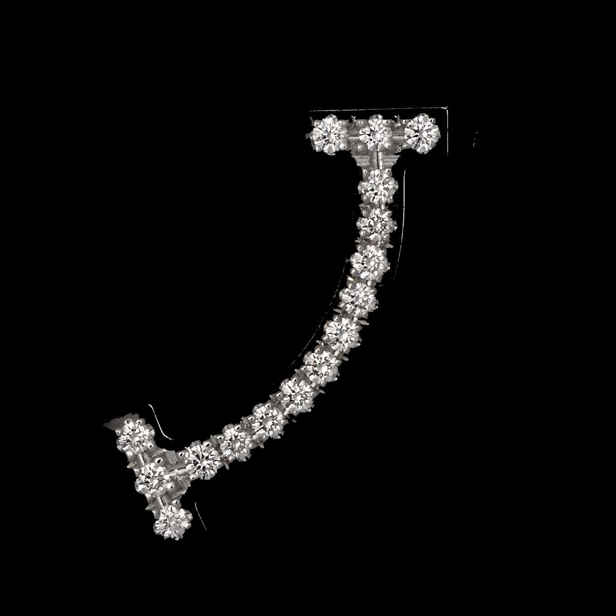 T Smile Mini Diamond Earrings Pierced 18K WG 750