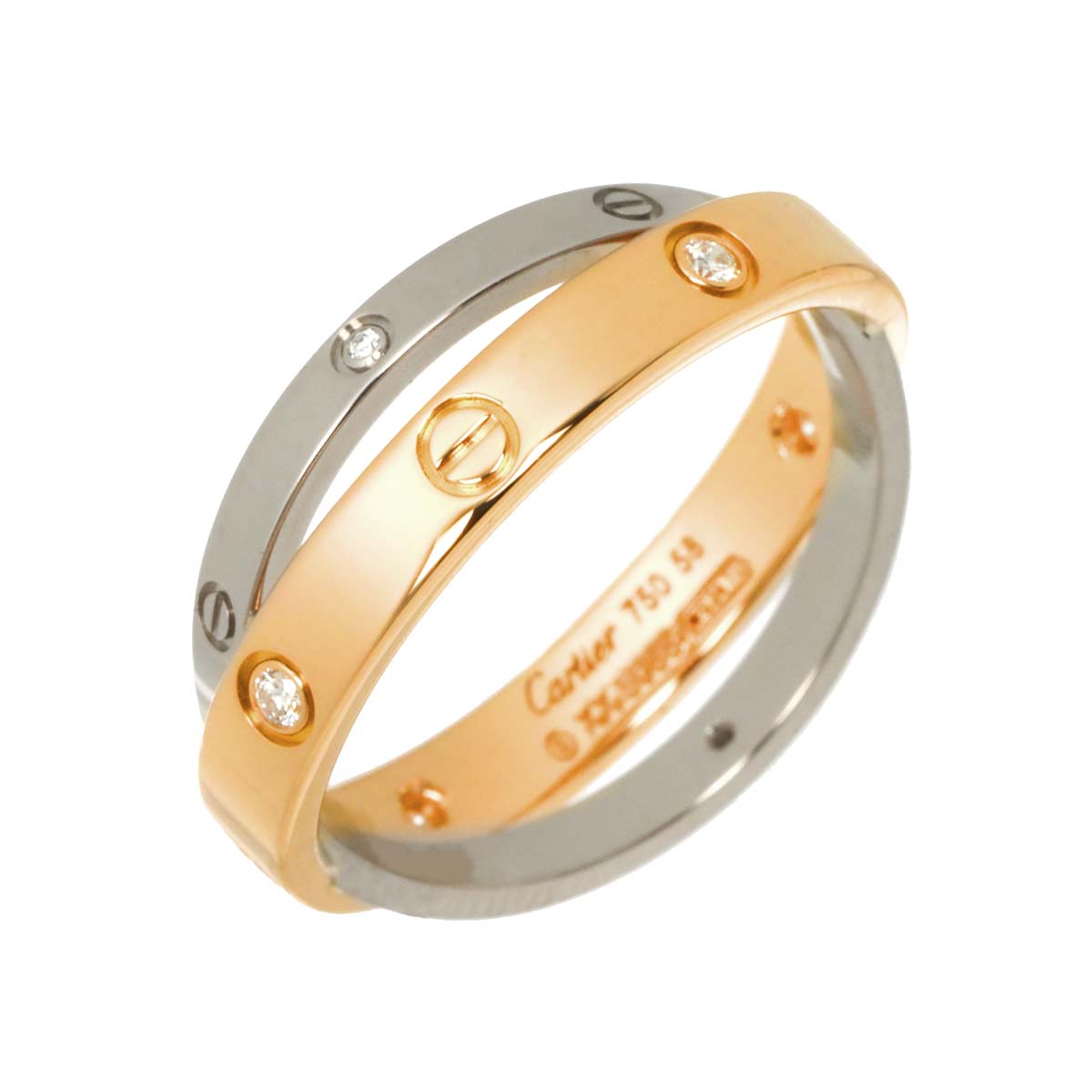 Be LOVE Diamond 6P Ring 18K WG PG 750 Size58 8.25(US)