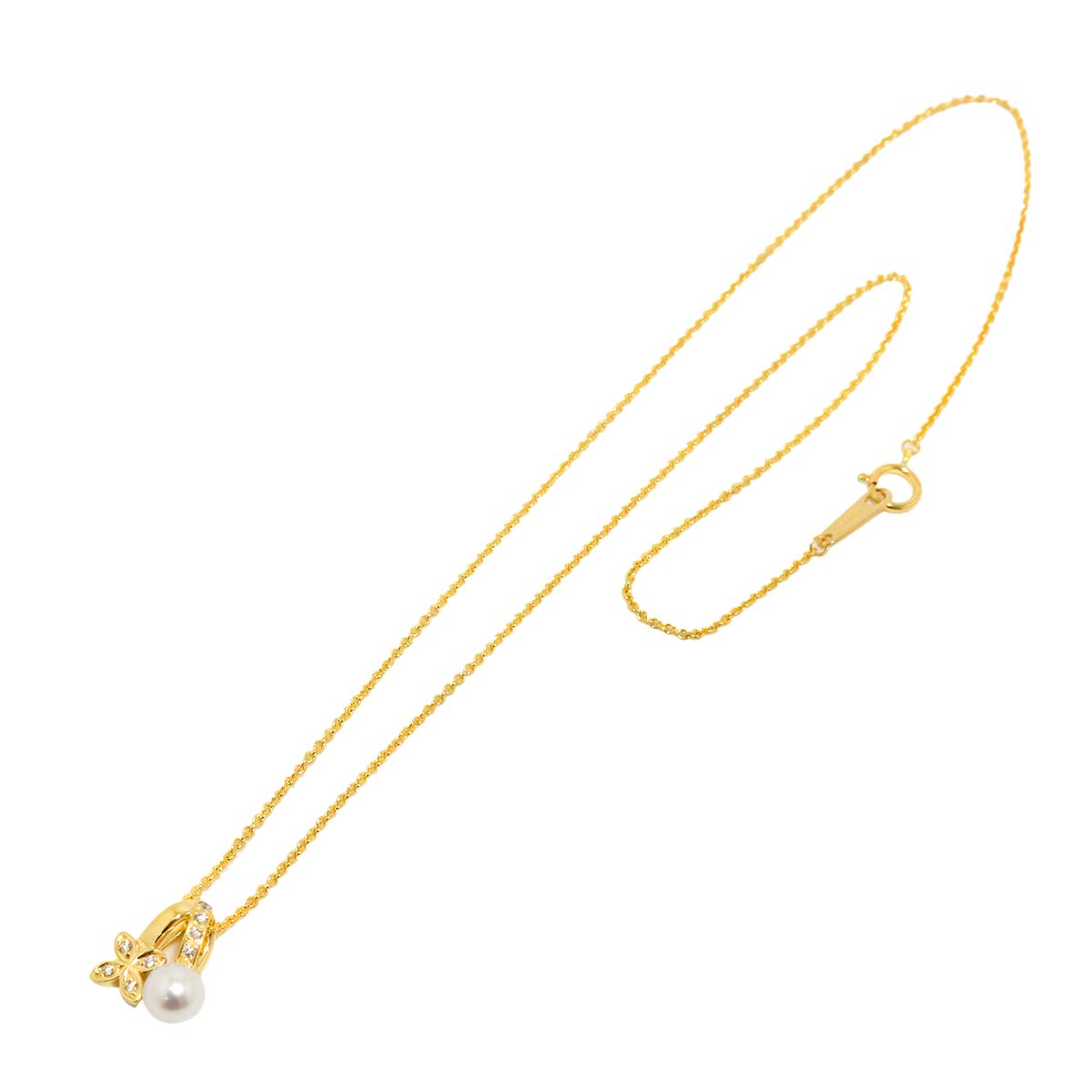 Akoya Pearl 5.7mm Diamond Necklace 18K YG 750