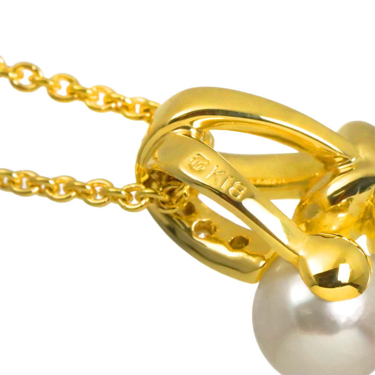 Akoya Pearl 5.7mm Diamond Necklace 18K YG 750
