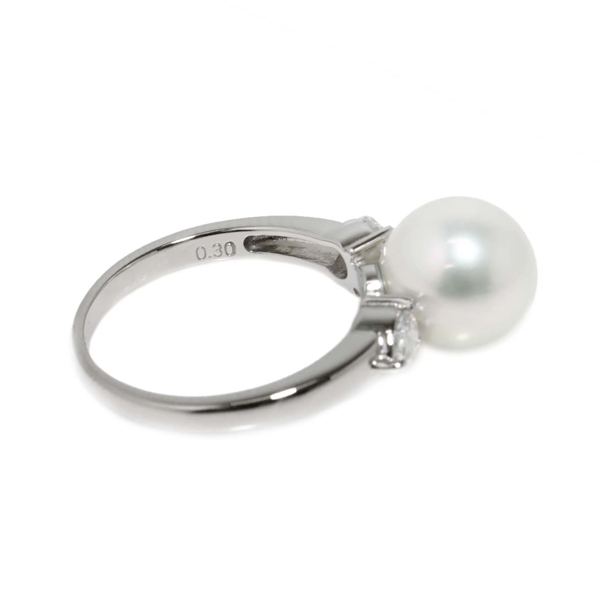 Akoya Pearl 9.2mm Diamond 0.30ct Ring Pt size5.5-5.75(US)