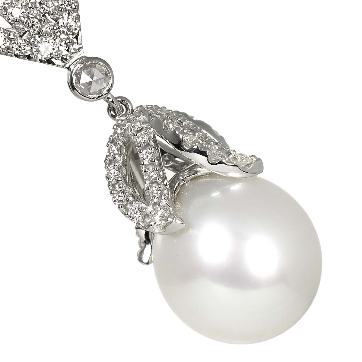 Sarah South Sea pearl Akoya Pearl Diamond 4.05ct Necklace 18K WG