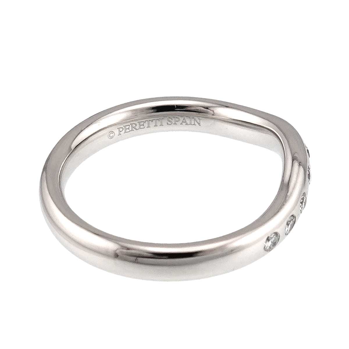 Wide Curved Band Diamond Ring Pt Platinum Size4(US)