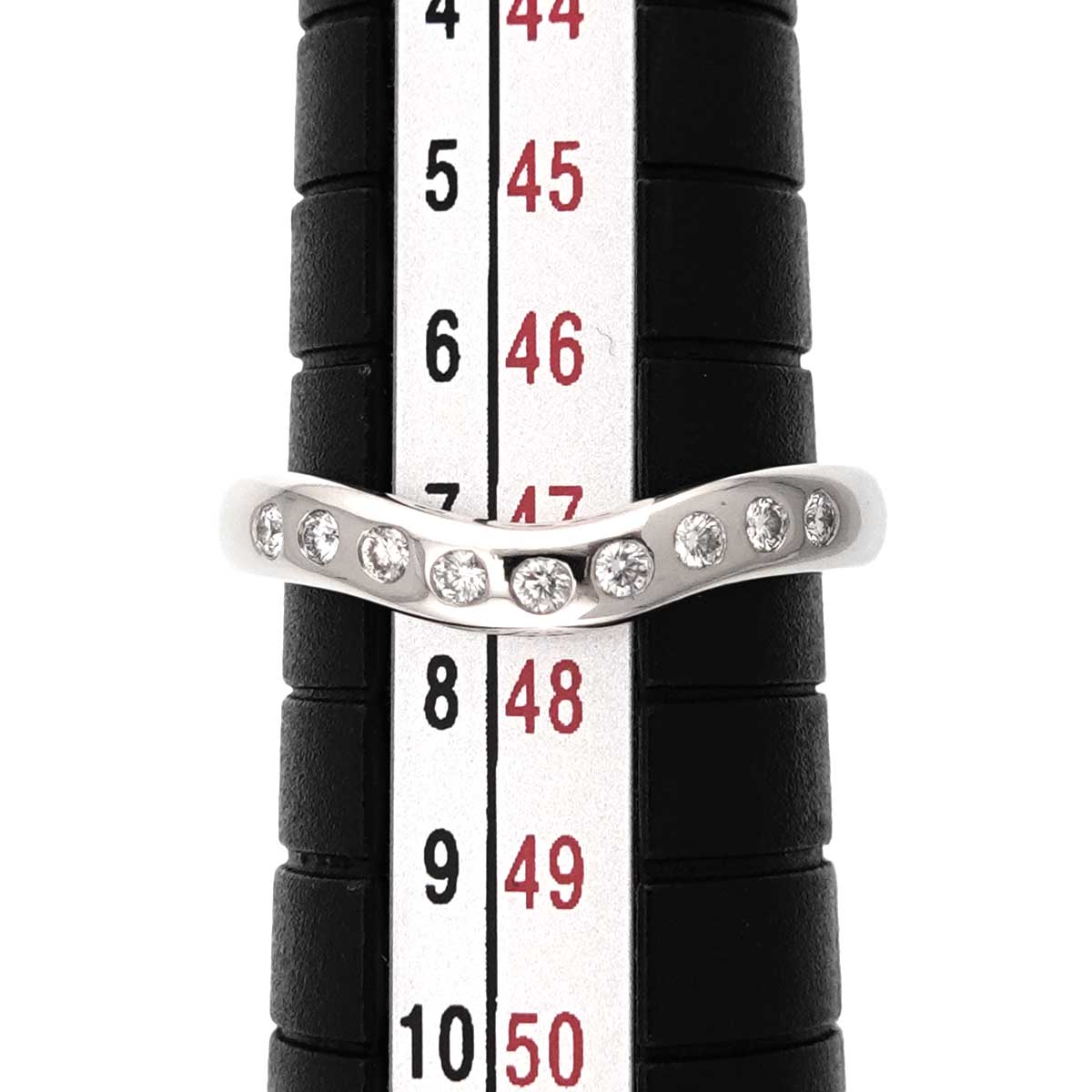 Wide Curved Band Diamond Ring Pt Platinum Size4(US)