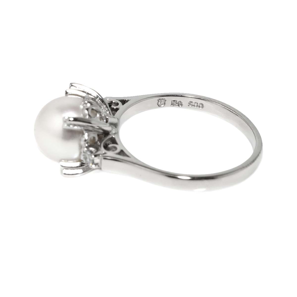Akoya Pearl 7.9mm Diamond Ring Pt size4.75-5(US)