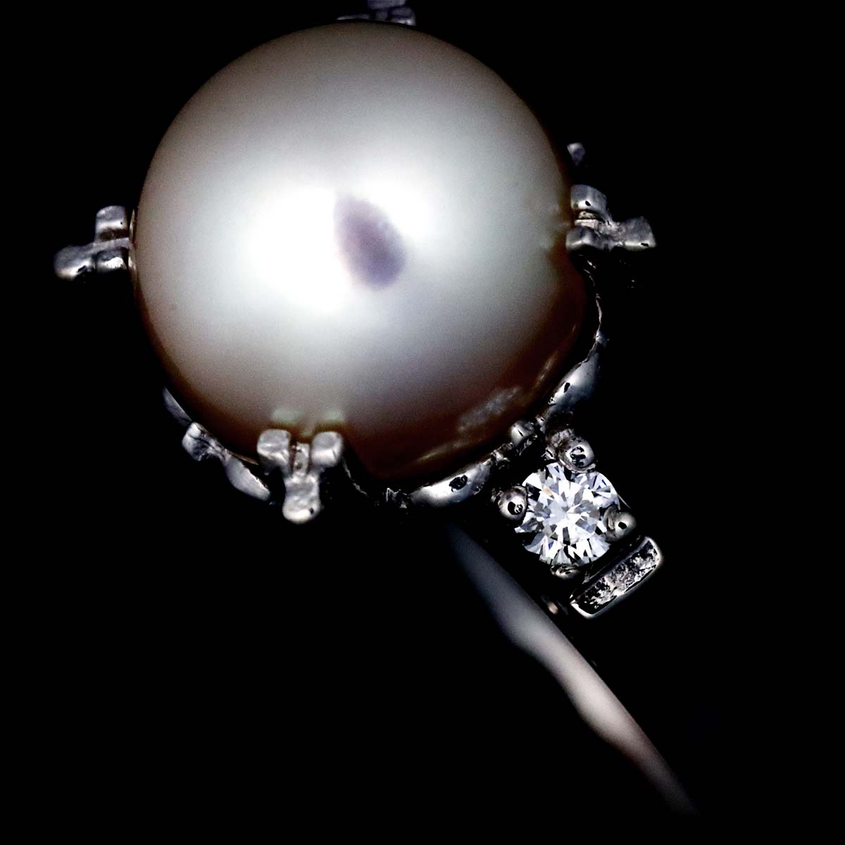 Akoya Pearl 7.9mm Diamond Ring Pt size4.75-5(US)