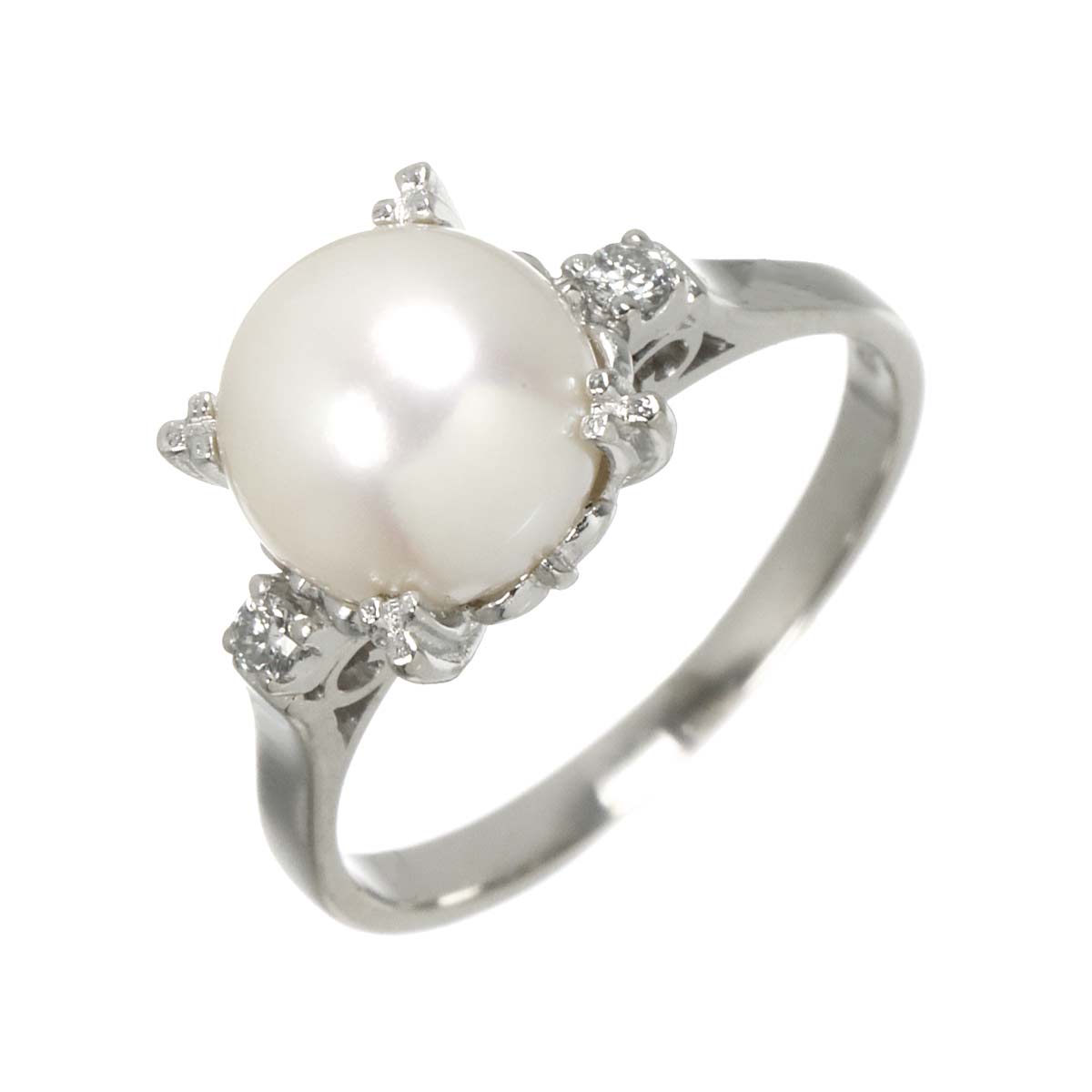 Akoya Pearl 7.9mm Diamond Ring Pt size4.75-5(US)