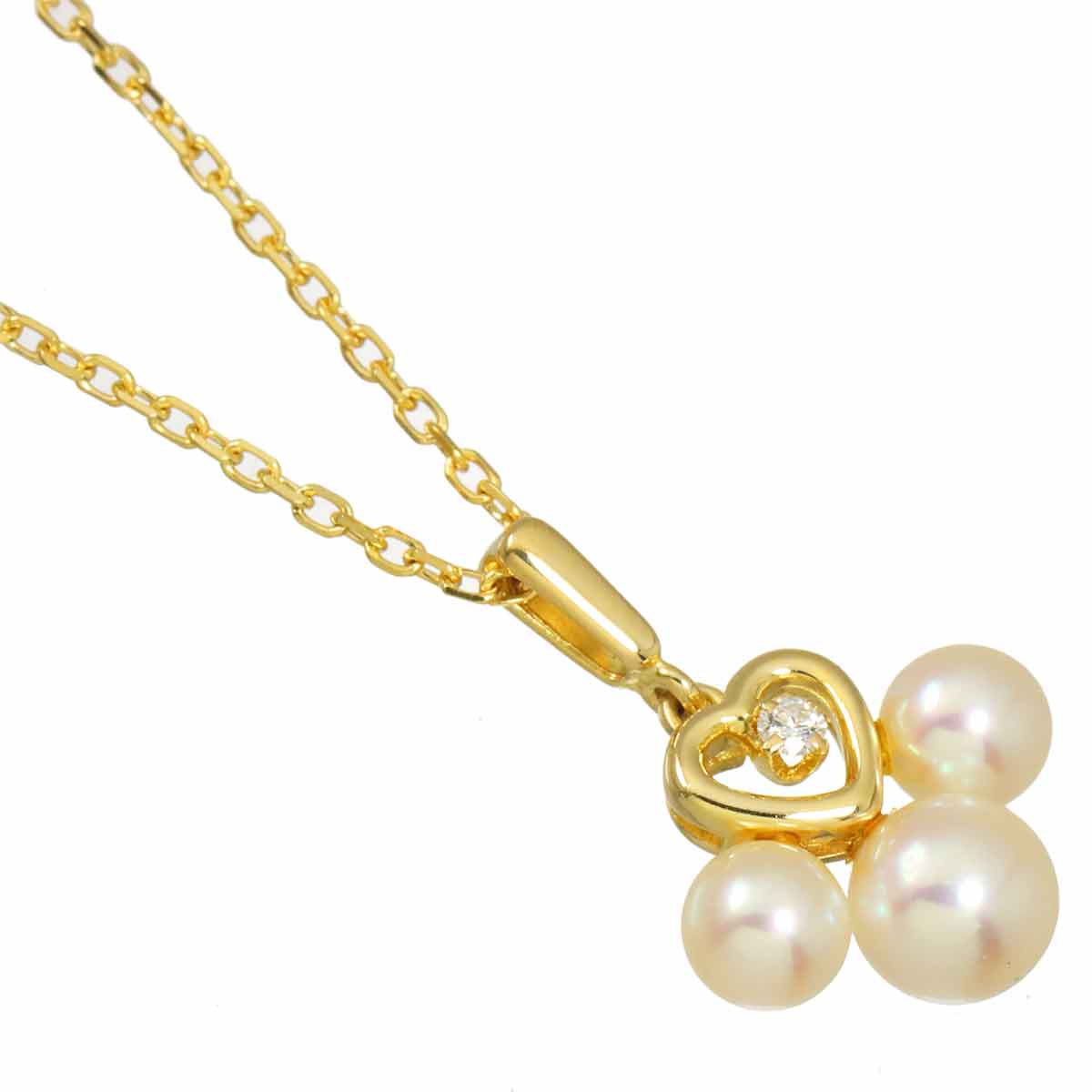 Akoya Pearl 5.2-4.2mm Diamond Necklace 18K YG 750