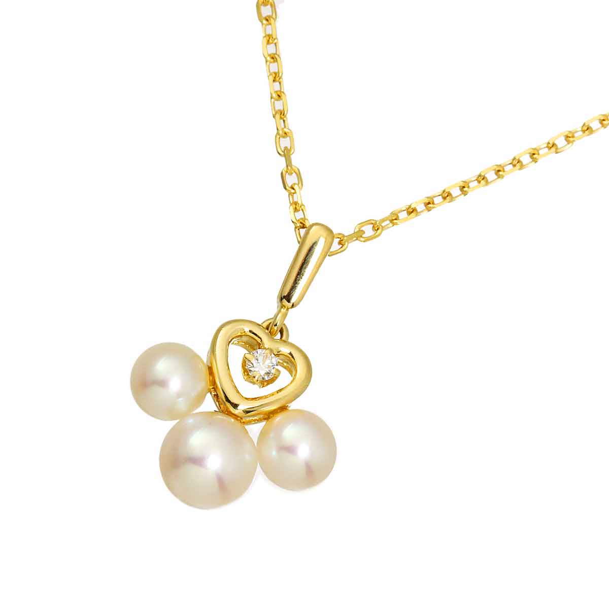 Akoya Pearl 5.2-4.2mm Diamond Necklace 18K YG 750