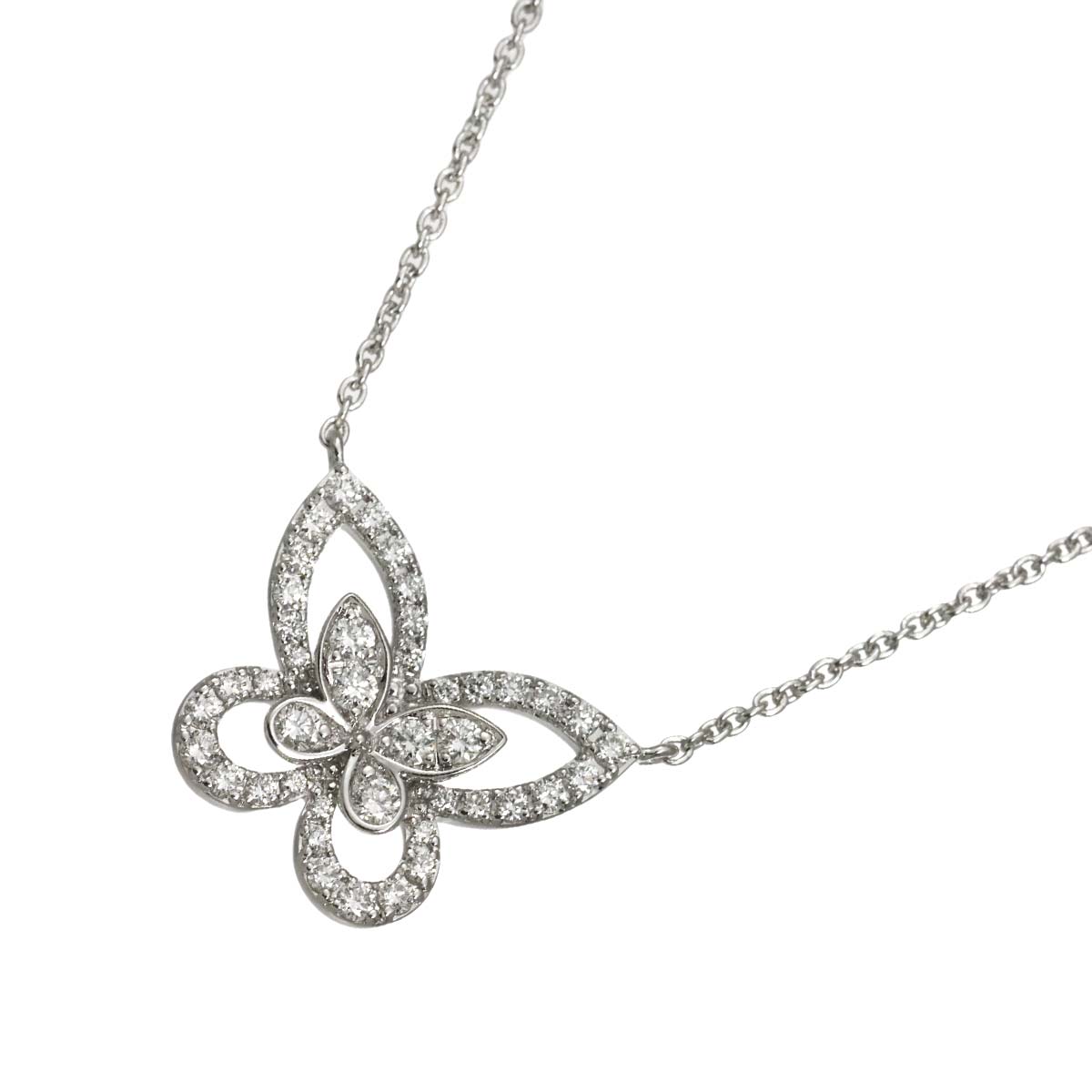 Butterfly Silhouette Mini Diamond Necklace 18K WG 750