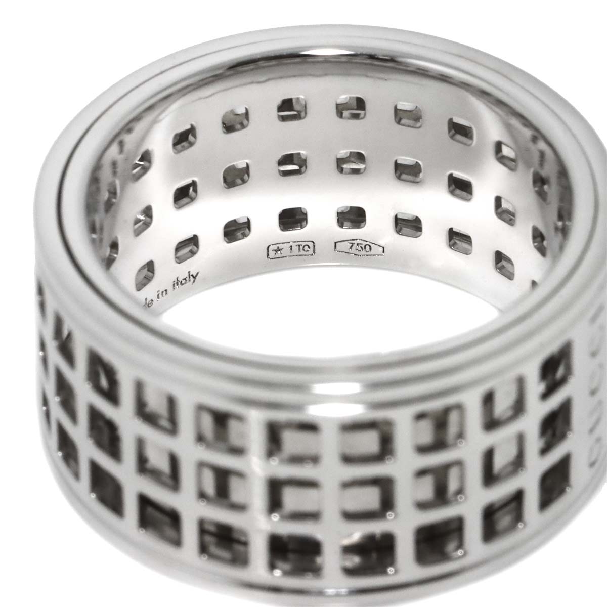 Scroll Ring Wide 18K White Gold 750 Size16 7.25-7.5(US)