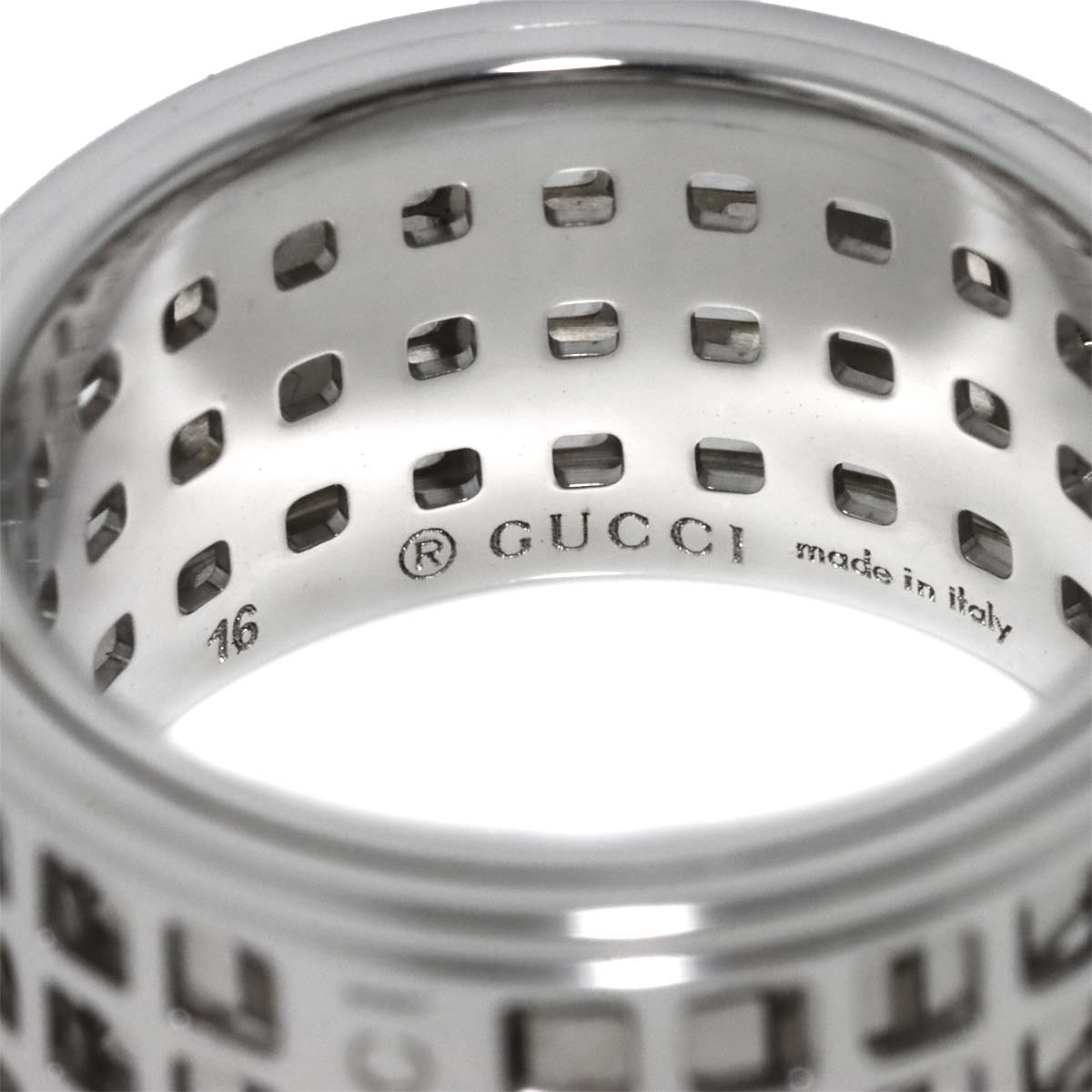 Scroll Ring Wide 18K White Gold 750 Size16 7.25-7.5(US)