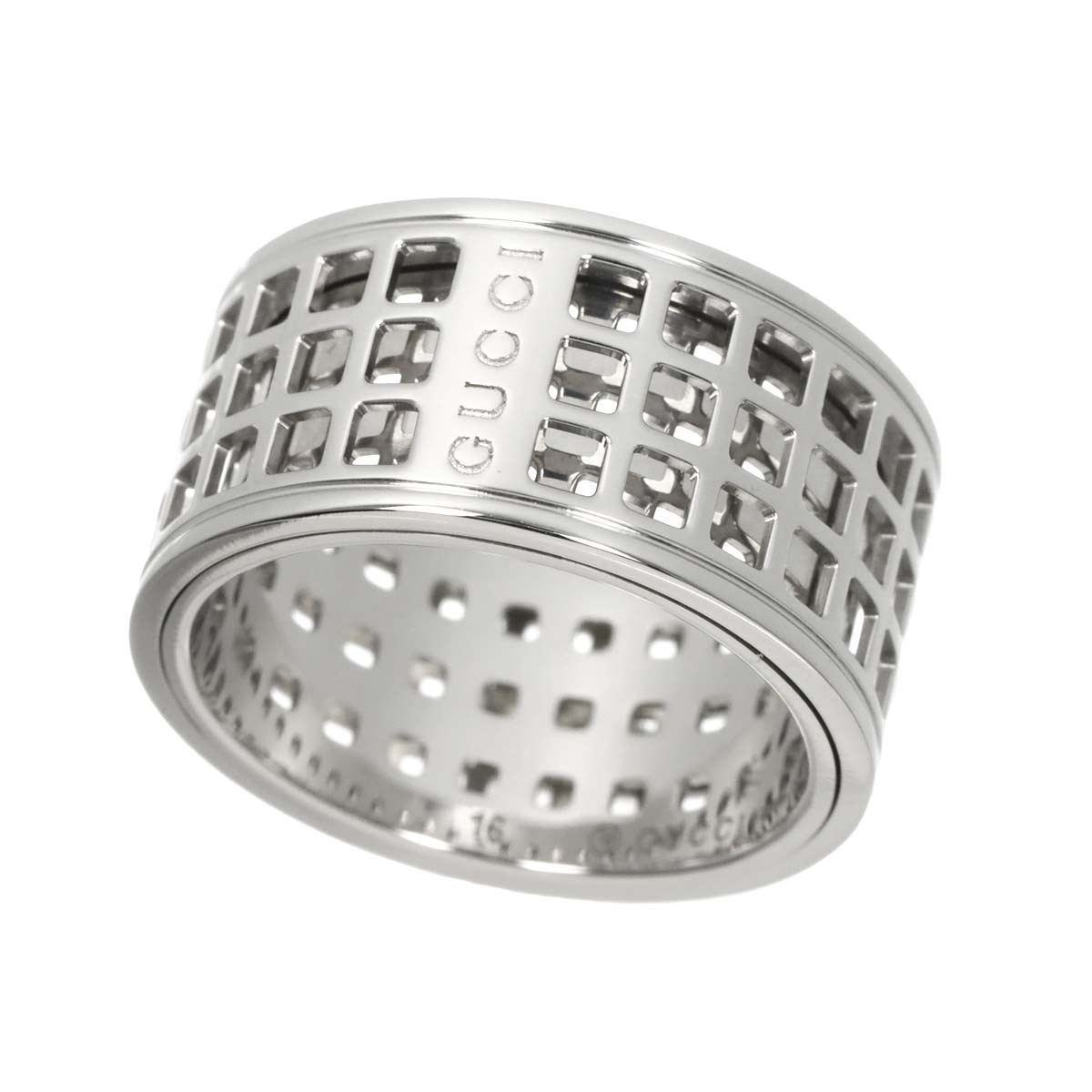 Scroll Ring Wide 18K White Gold 750 Size16 7.25-7.5(US)