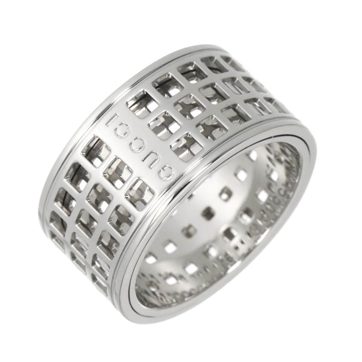 Scroll Ring Wide 18K White Gold 750 Size16 7.25-7.5(US)