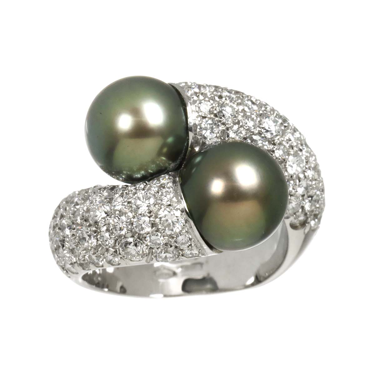 South Sea pearl 9.8mm Diamond Ring 18K WG 6.25-6.5(US)