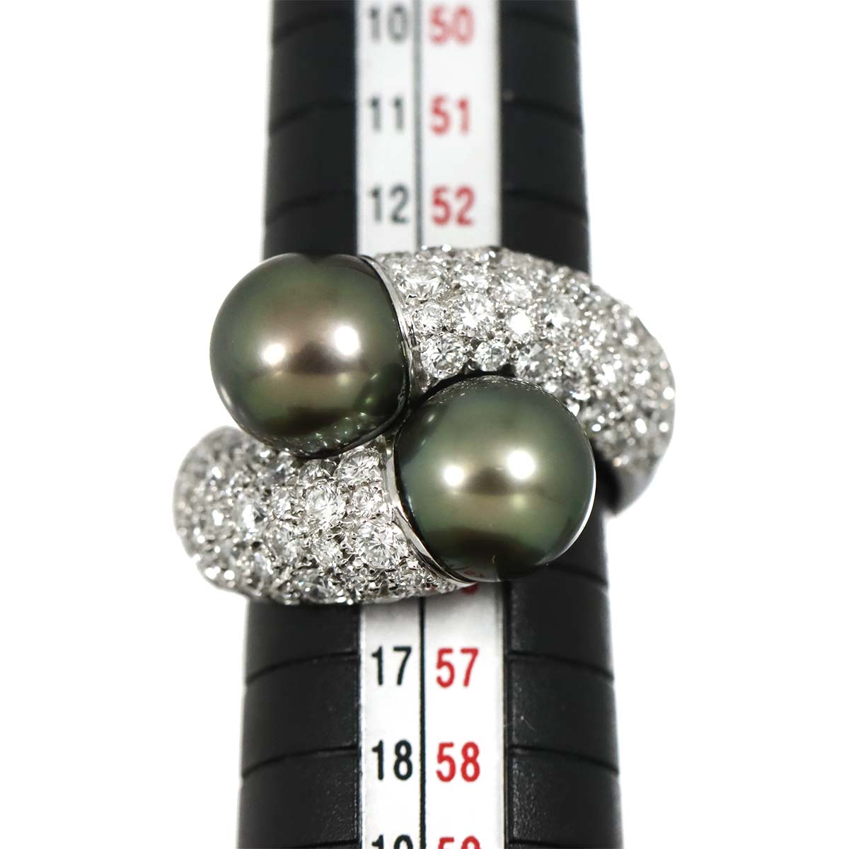 South Sea pearl 9.8mm Diamond Ring 18K WG 6.25-6.5(US)