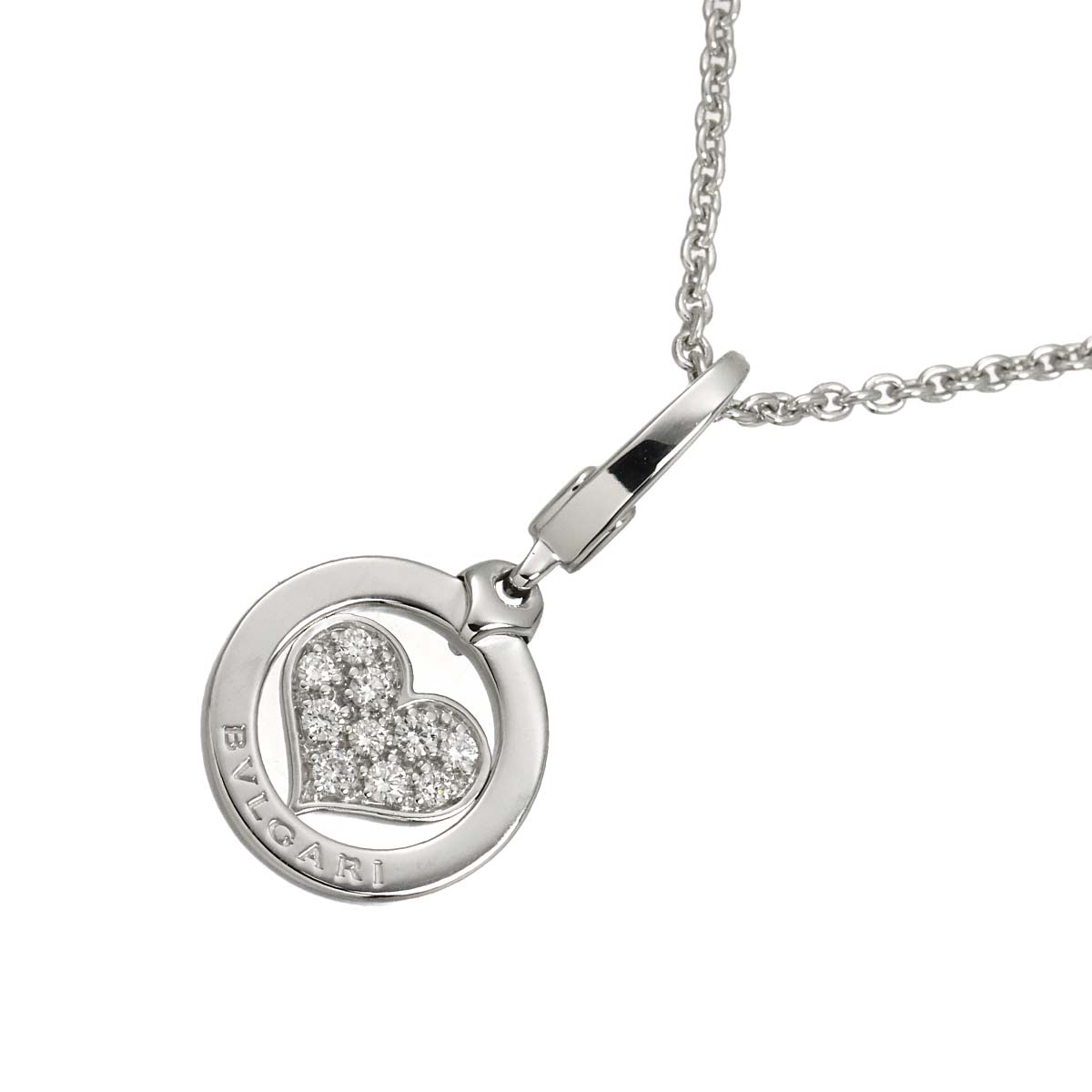 Tondo Heart Diamond Necklace 18K White Gold 750