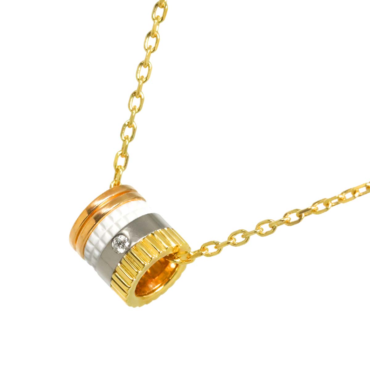 Quatre White SM Diamond Necklace 18K YG WG PG 750 Ceramic
