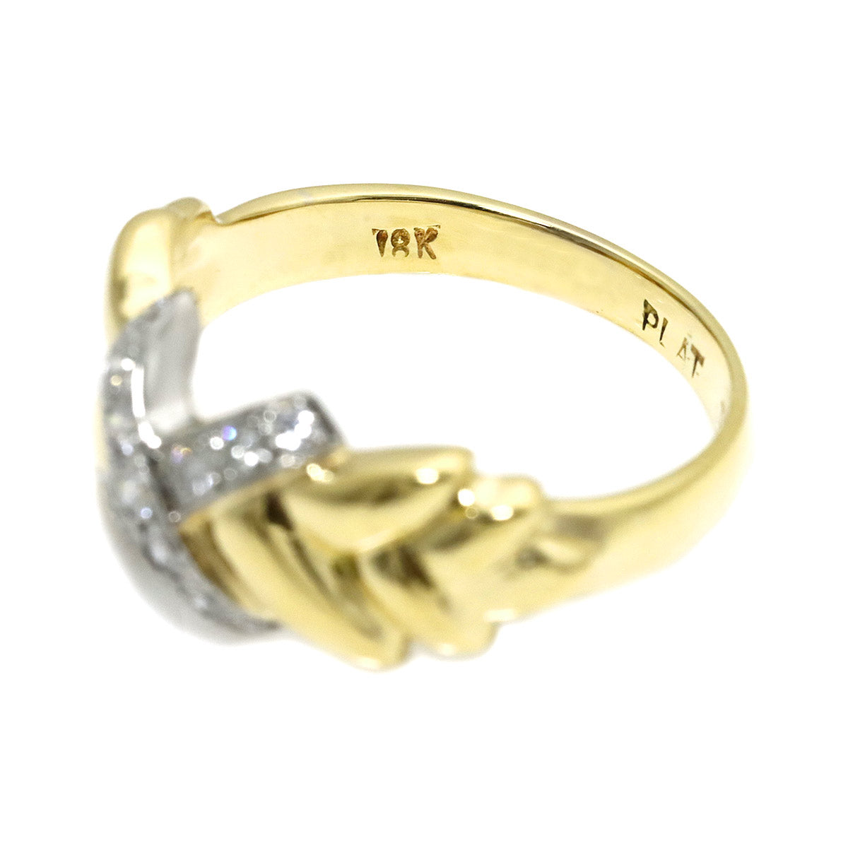 Diamond Ring 18K YG 750 Platinum Size5.75-6(US)
