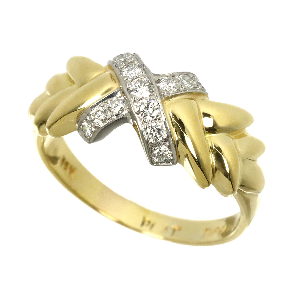 Diamond Ring 18K YG 750 Platinum Size5.75-6(US)