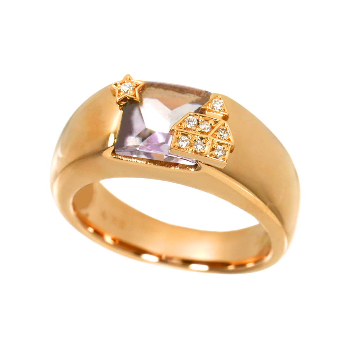 Amethyst Diamond 0.04ct Ring 18K PG 750 6(US)