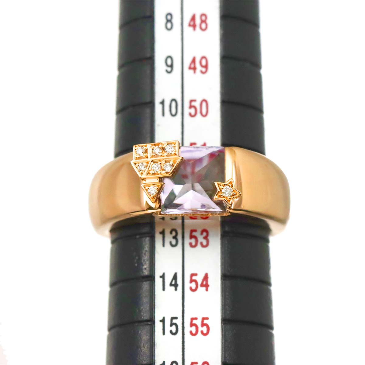 Amethyst Diamond 0.04ct Ring 18K PG 750 6(US)