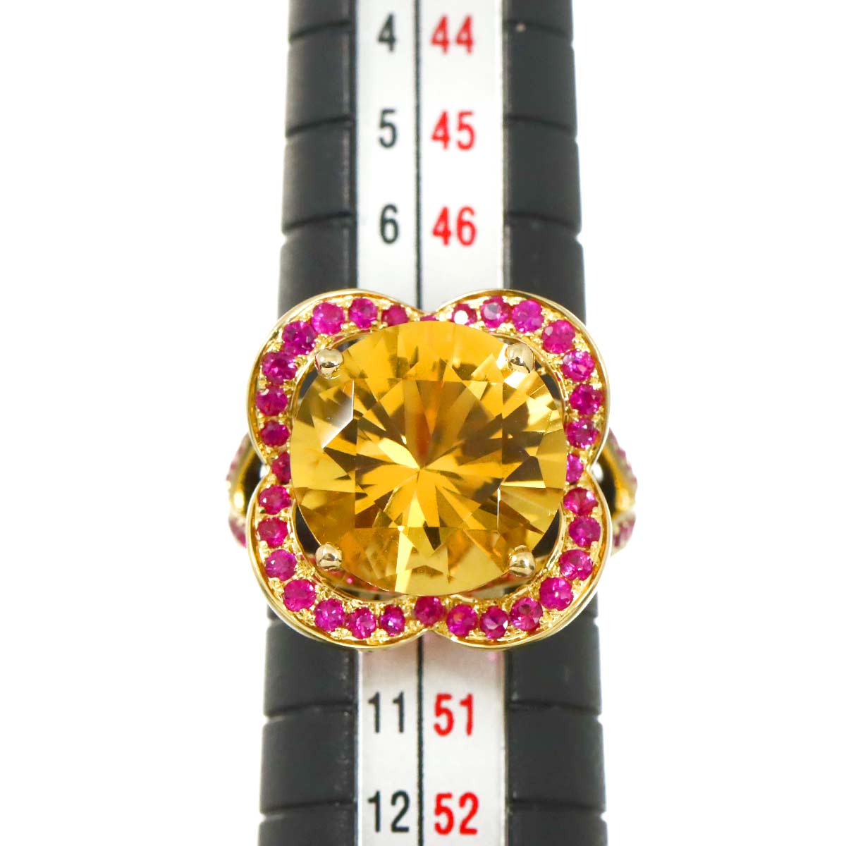 Citrine Sapphire Flower Ring 18K YG 750 size4.75-5(US)