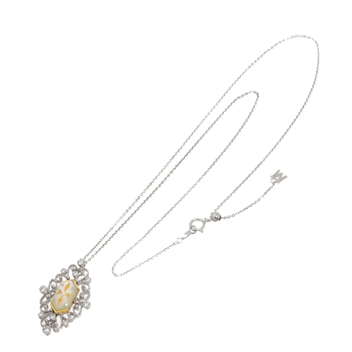 Pique Diamond 0.21ct MOP Necklace 18K WG YG 750